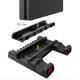 PS4 & PS5 Cooling Stand with Dual Controller Charging Dock – Multi-Function Gaming Console Organizer