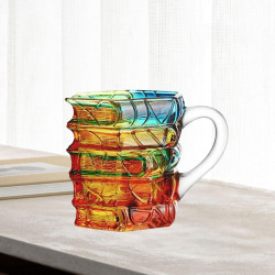 Sip in Style – Artistic Book Stack Glass Coffee & Tea Mug