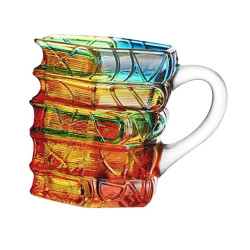 Sip in Style – Artistic Book Stack Glass Coffee & Tea Mug