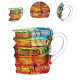 Sip in Style – Artistic Book Stack Glass Coffee & Tea Mug