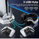 PS4 & PS5 Cooling Stand with Dual Controller Charging Dock – Multi-Function Gaming Console Organizer