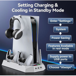 Keep Your Playstation Cool, Charged & Organized – All-in-One PS5 or PS4 Cooling & Charging Stand