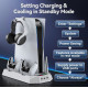 PS4 & PS5 Cooling Stand with Dual Controller Charging Dock – Multi-Function Gaming Console Organizer