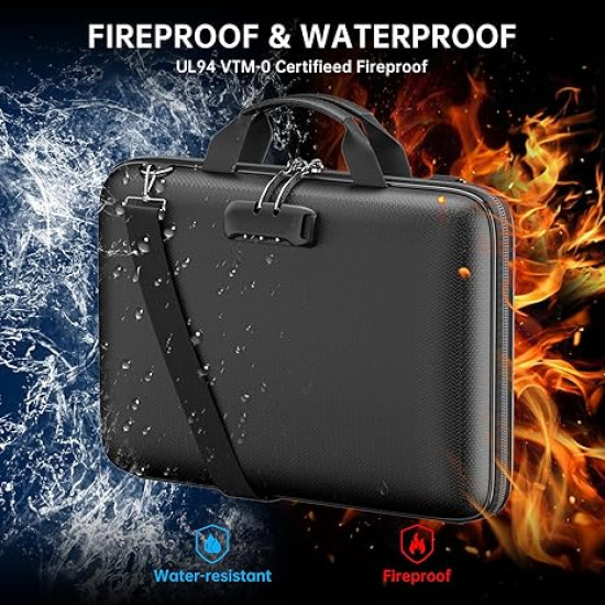 Protect Your Important Documents – Fireproof And Water Resistant Organizer Box with Lock & Shoulder Strap