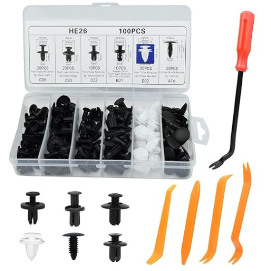 Fix Loose Bumpers & Panels Fast – 105PCS Car Retainer Clip Kit with Removal Tool