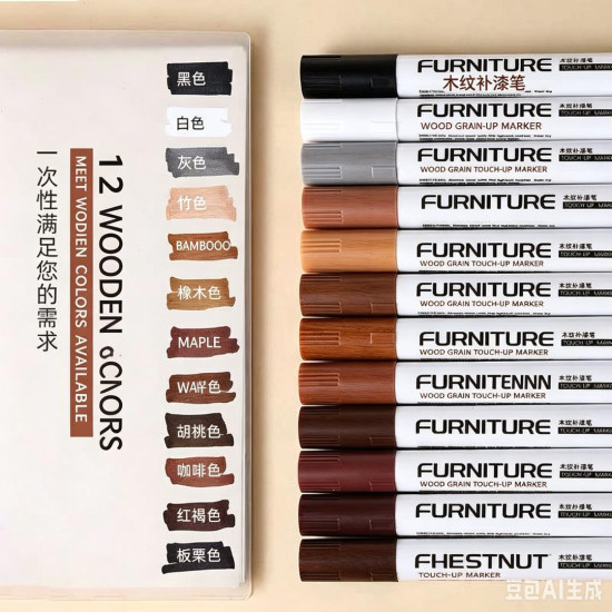 12-ColorFiller Sticks & Wax Crayons for Multi-purpose Surface Restoration