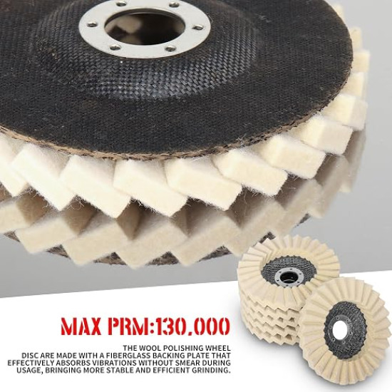 125mm Wool Felt Flap Polishing Disc for Angle Grinder – Mirror Finish Buffer Wheel for Car, Glass, Jewelry & Metal
