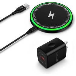 15W Fast Wireless Charger Pad  – Qi Charging Station with Power Adapter