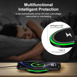 15W Fast Wireless Charger Pad  – Qi Charging Station with Power Adapter