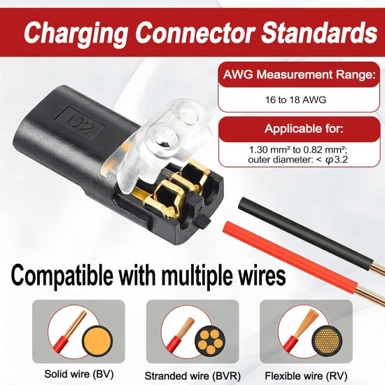 2-Pin Quick Connector Clips – Locking Buckle Snap-On Wire Connectors for DIY Lighting & Low Voltage Projects (10 Pcs)