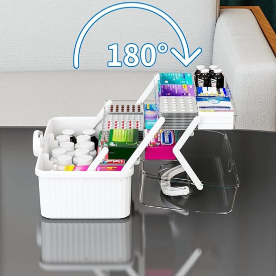 2-Tier Organizer Storage Box with Handle – Multi-Purpose , Suiteable For First Aid, Sewing & Supply Storage And Picnics