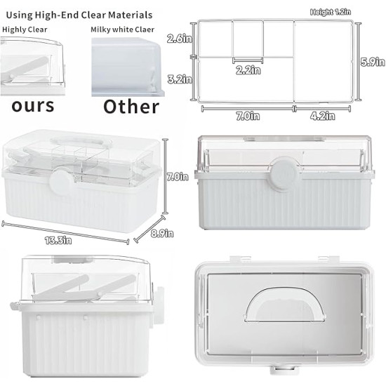2-Tier Organizer Storage Box with Handle – Multi-Purpose , Suiteable For First Aid, Sewing & Supply Storage And Picnics