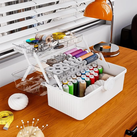 2-Tier Organizer Storage Box with Handle – Multi-Purpose , Suiteable For First Aid, Sewing & Supply Storage And Picnics