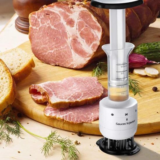 2-in-1 Professional Meat Sauce Injector – Stainless Steel Needle Blade Meat Tenderizer for Steak, Chicken, Beef, Pork & BBQ