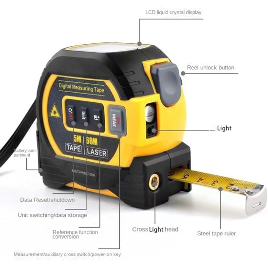 3-in-1 Digital Laser Tape Measure