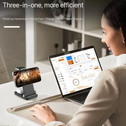 3-in-1 Fast Wireless Charging Station for iPhone, Samsung, Apple Watch & Earbuds – Wireless Charger Stand