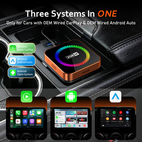 3-in-1 Wireless Apple CarPlay & Android Auto Adapter