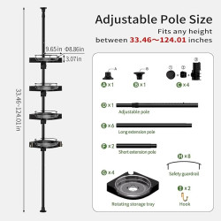 Maximize Your Shower Space And Keep Your Bathroom Organized – 4-Tier Adjustable Rotating Corner Shower Caddy