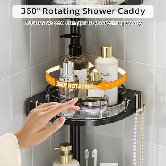 Maximize Your Shower Space And Keep Your Bathroom Organized – 4-Tier Adjustable Rotating Corner Shower Caddy