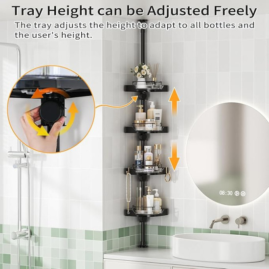 Maximize Your Shower Space And Keep Your Bathroom Organized – 4-Tier Adjustable Rotating Corner Shower Caddy