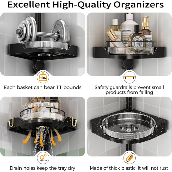 Maximize Your Shower Space And Keep Your Bathroom Organized – 4-Tier Adjustable Rotating Corner Shower Caddy