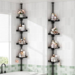 Maximize Your Shower Space And Keep Your Bathroom Organized – 4-Tier Adjustable Rotating Corner Shower Caddy