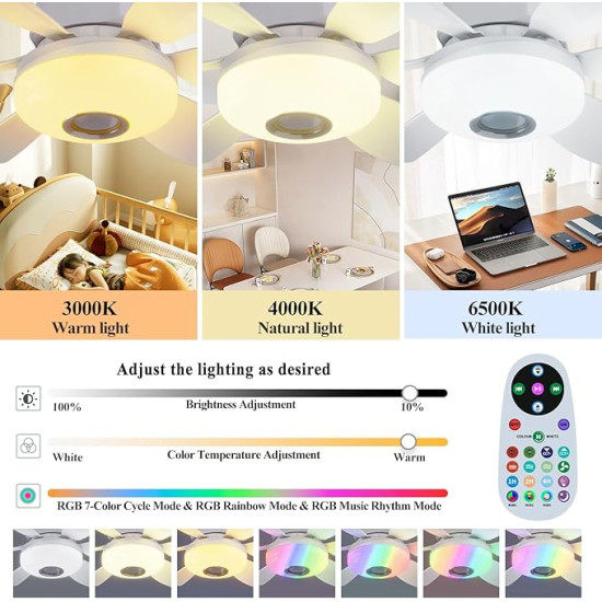 4 in 1 Socket Fan Light with Bluetooth Speaker