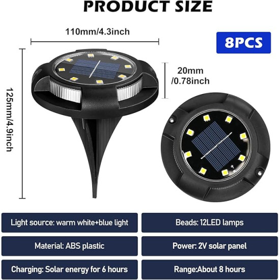 4-Pack Solar Garden Lights Outdoor Waterproof IP65 – Warm White LED Pathway & Yard Lights 