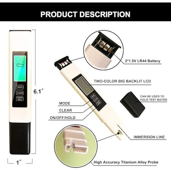 4-in-1 digital water quality tester
