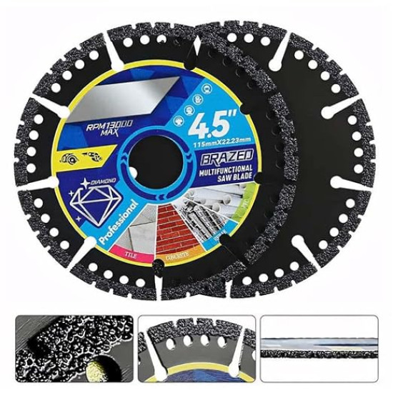 4.5 Inch Diamond Multi-Purpose Cutting Disc for Angle Grinder – Ultra Thin Diamond Saw Blade for Tile, Stone, Brick, Concrete & Metal