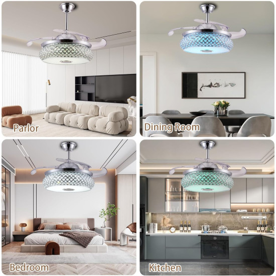 Modern Comfort for Any Room – 3-in-1 Smart Ceiling Upgrade – Fan, LED Light & Bluetooth Speaker