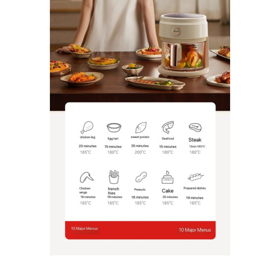 4L Glass Air Fryer 1200W – Oil-Free Cooking with Visible Window