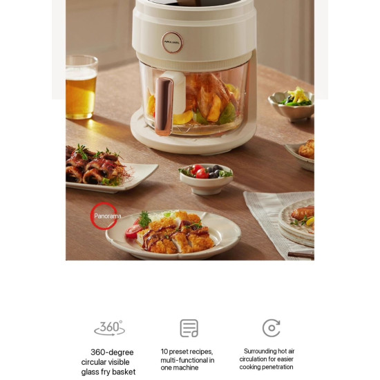 4L Glass Air Fryer 1200W – Oil-Free Cooking with Visible Window