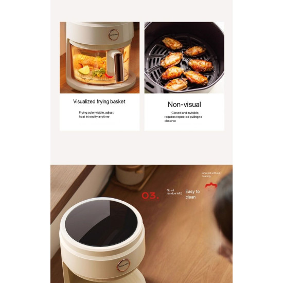 4L Glass Air Fryer 1200W – Oil-Free Cooking with Visible Window