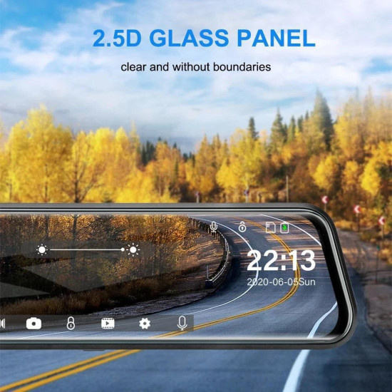 4K 10"IPS WIFI Touch Screen Mirror Dash Cam, Front & Rear Rearview Mirror