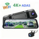 4K 10"IPS WIFI Touch Screen Mirror Dash Cam, Front & Rear Rearview Mirror