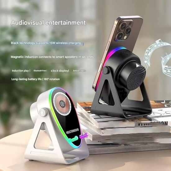 All-in-One Desk Upgrade Charge, Hold & Amplify Your Phone – 5-in-1 Wireless Charging Speaker & Phone Stand