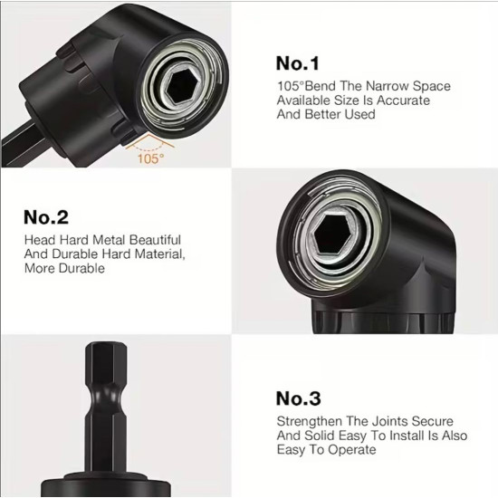 Reach Tight Spaces with Ease – 6PCS Right-Angle Drill Attachment Set