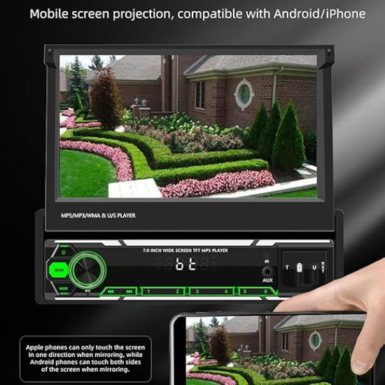 Upgrade Your Car Instantly – 7” Retractable Touchscreen with Wireless CarPlay & Android Auto