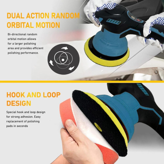 6" 8-Speed Electric Car Polisher & Buffer Kit – Heavy-Duty Auto Detailing Machine 