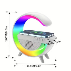 G Bedside Atmosphere Night Light Mobile Wireless Charger Speaker, 3-in-1 Smart Wireless Charging Colorful RGB Atmosphere Night Light