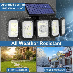 7000K Solar Motion Sensor Lights Cordless; 5 Adjustable Heads, 360° Wide Angle Illumination, IP65 Waterproof, Security LED Flood Light For Patio Yard Garde 7000K Solar Motion Sensor Lights Cordless; 5 Adjustable Heads, 360° Wide Angle Illumination, IP65 Waterproof, Security LED Flood Light For Patio Yard Garde