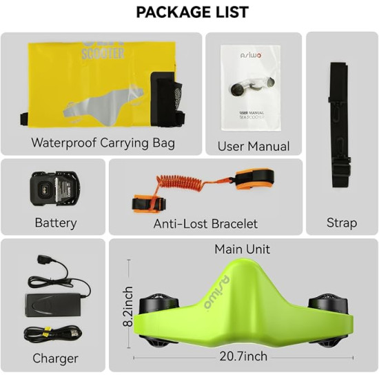 ASIWO Underwater Sea Scooter with Dual Motors & Action Camera Mount – 40M Waterproof for Diving, Snorkeling & Swimming