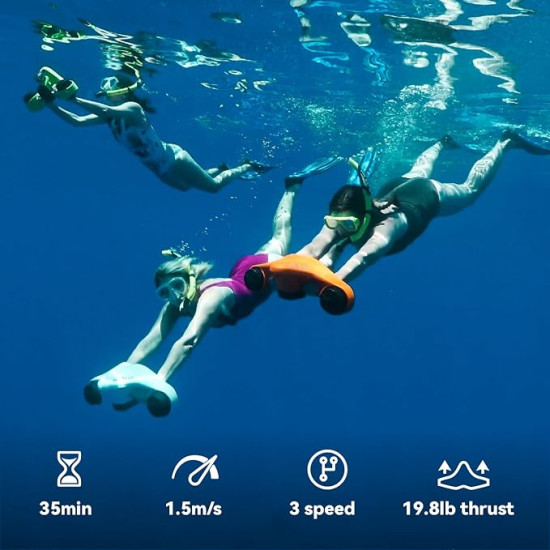 ASIWO Underwater Sea Scooter with Dual Motors & Action Camera Mount – 40M Waterproof for Diving, Snorkeling & Swimming