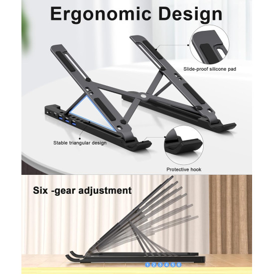 Adjustable Foldable Laptop Stand – Portable Ergonomic Laptop Riser for Desk, Office, Home & Travel