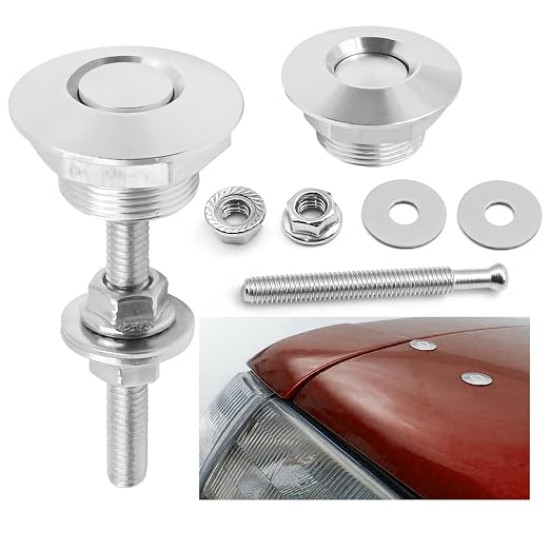 3 (pcs) Aluminum Quick Release Hood Pin Lock Kit – Push Button Engine Bonnet Lock for Cars (25mm, 30mm, 32mm)