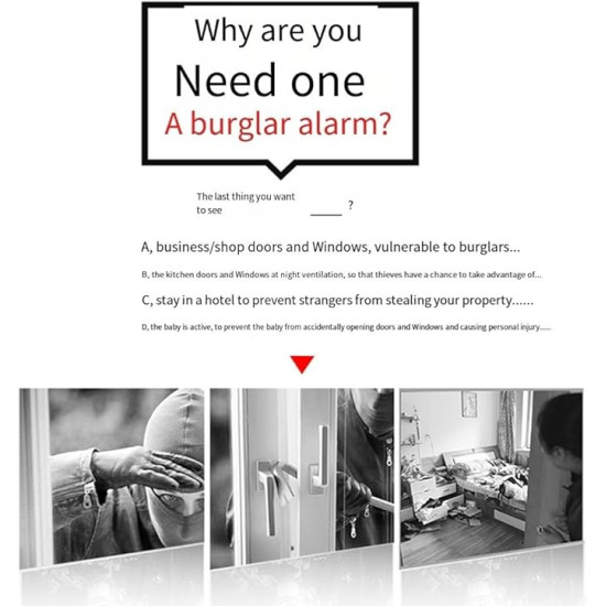 Loud Protection for Windows & Doors, Instant Alert Against Break-Ins – Wireless Shock Sensor Alarm