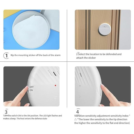Loud Protection for Windows & Doors, Instant Alert Against Break-Ins – Wireless Shock Sensor Alarm