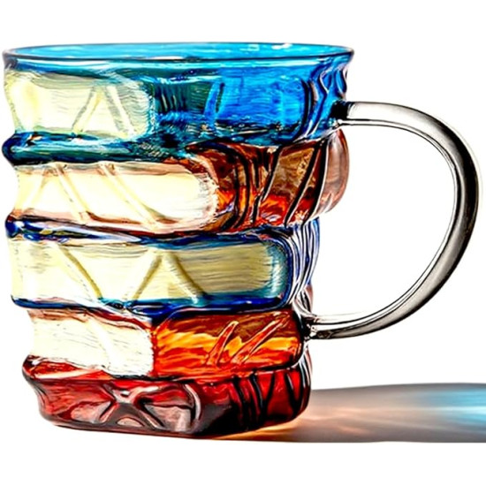Artistic Book Stack Glass Coffee / Tea Mug