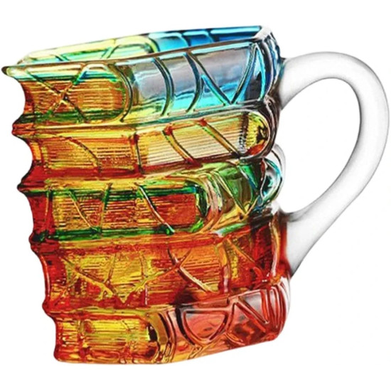 Sip in Style – Artistic Book Stack Glass Coffee & Tea Mug